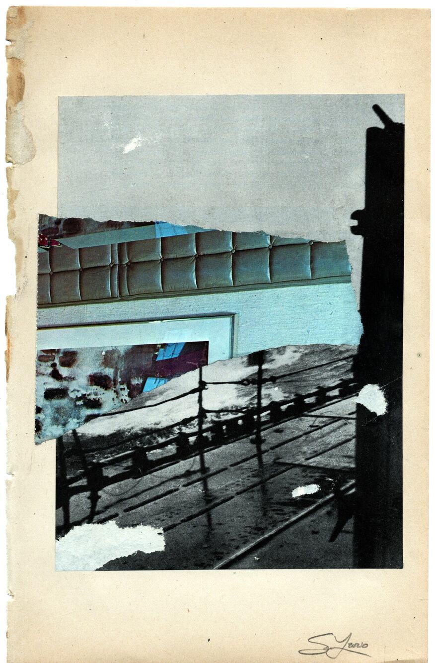 Original Mixed Media Modern Art Collage "Trieteric" 5.75x9" Signed